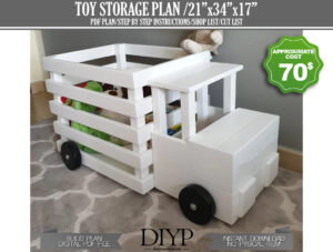 Diy Toy Storage Plan- Wooden Toy Box - Truck Toy Storage - Toy Basket