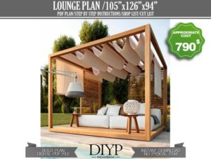 Pergola plan for backyard or pool - Outdoor seating - Gazebo plan - outdoor lounge - covered patio