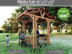 Diy Pergola plan, Patio Plans, Gazebo Plan, Wooden Pergola, Arbors Pergolas, Outdoor Patio