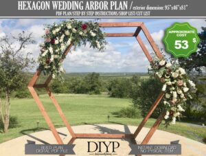 Diy wooden hexagon wedding arbor plan,build plan for wedding arch,bohem wedding decoration,digital plan pdf for wooden trellis