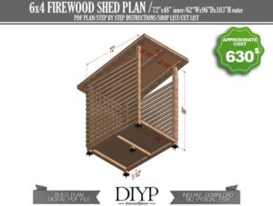 6x4 shed plans, firewood shed plan, firewood racks, firewood shelter, firewood holder