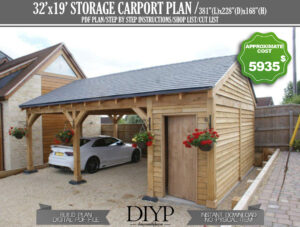 Two car port plans, car garage build plan, carport with storage plan, carport shed, build a carport, diy garage plans