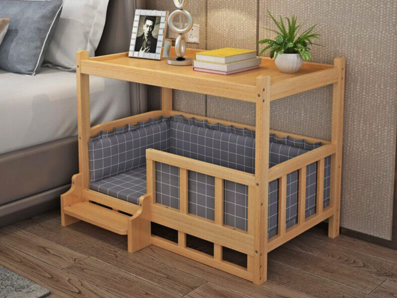 Wooden elevated dog bed, dog bed plans, cat bed plans, pet bed plans, bedside end table, dog lounge sofa, perfect for dogs, spacious storage, easy to assembly bed, elevated dog cots, pet bed for sofa,